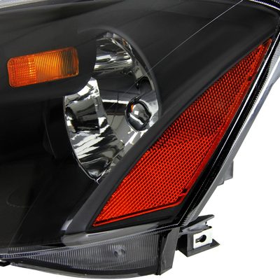 2002-2004 Nissan Altima Crystal Headlights w/ Amber Reflector Matt Black/Clear
