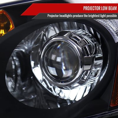 2002-2004 Acura RSX Retro Projector Headlights Amber Reflectors Matt Black