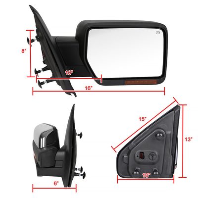 2007-2014 Ford F-150 Chrome Heated Side Mirror Amber & Puddle Passenger Side