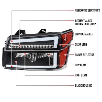 2004-2012 Chevy Colorado/ Canyon/ISUZU I-Series Factory Headlights LED Black