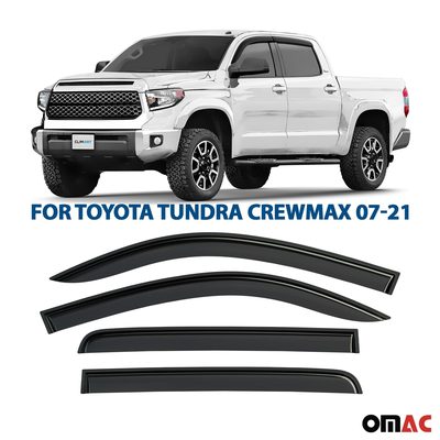 Clim Art Wind Deflectors for Toyota Tundra 2007-2021 CrewMax Tape-On 4 Pcs