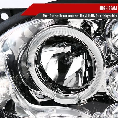 1993-1998 VW Golf Mk3/Cabrio Dual Halo Projector Headlights Chrome/Clear