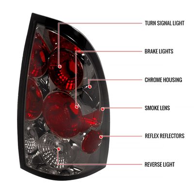 2005-2008 Toyota Tacoma Tail Lights Chrome Housing/Smoke Lens