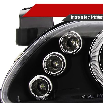 1993-1997 Toyota Corolla Dual Halo Projector Headlights Matte Black/Clear Lens