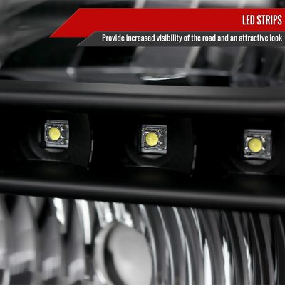 1999-2004 Ford F-250/350/450/550/Excursion Crystal Headlights LED Light Black