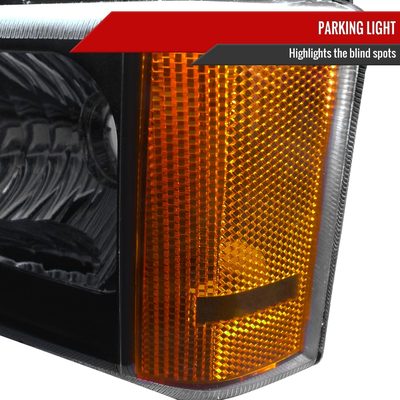 2002-2006 Chevy Avalanche/ Silverado Factory Headlights Bumper Lights Black