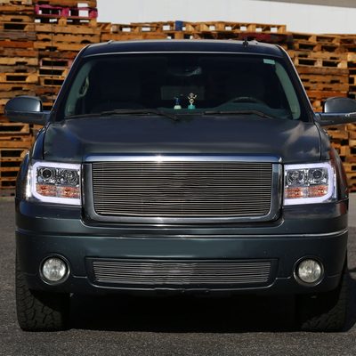 2007-2013 GMC Sierra 1500 1500HD 2500HD 3500HD LED C-Bar Headlights Chrome