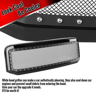 2005-2007 Ford F-250/350/450/550/Excursion Black ABS Rivet Grille w/Steel Mesh