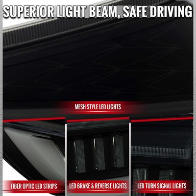 For Toyota Sienna 2011-2014 Full LED Tail Lights Sequential Signal Startup Black Housing Smoked Lens