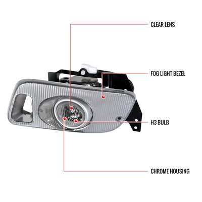 1992-1995 Honda Civic Coupe/Hatchback H3 Fog Lights Kit Chrome/Clear Lens