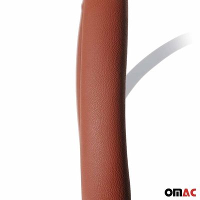 14.5-15.5’’ Steering Wheel Cover Premium Brown PU Leather Anti-slip Breathable