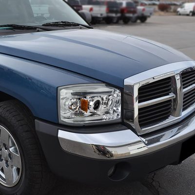 2005-2007 Dodge Dakota Dual Halo Projector Headlights Chrome/Clear Lens