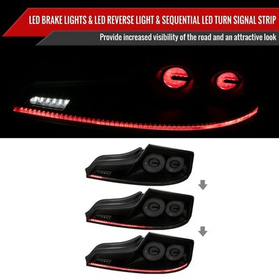 2003-2007 Infiniti G35 Coupe White LED Halo Signal Tail Light Matt Black/Smoke