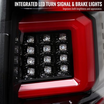 2009-2014 Ford F-150 Red C-Bar LED Tail Lights Jet Black Housing/Clear Lens
