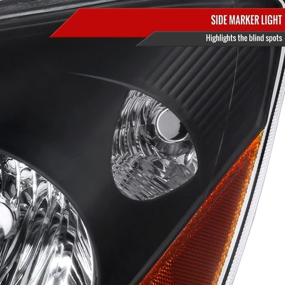 2006-2010 Toyota Sienna Factory Headlights w/Amber Reflector Matt Black/Clear