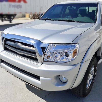 2005-2011 Toyota Tacoma Dual Halo Projector Headlights Chrome/Clear Lens
