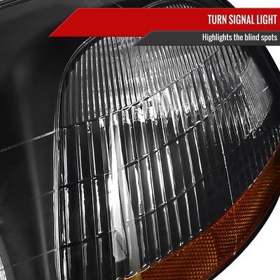 1996-1998 Honda Civic Factory Style Crystal Headlights Matte Black/Clear Lens