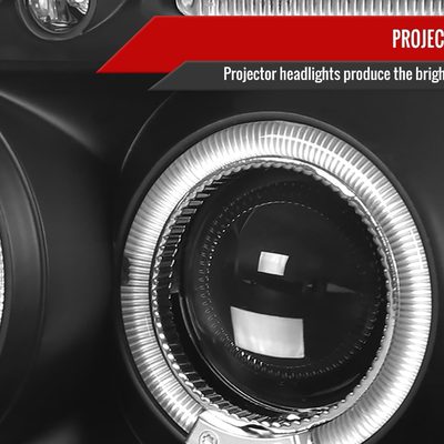 1999-2000 Honda Civic Dual Halo Projector Headlights Matte Black/Clear Lens