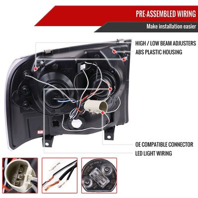 1999-2004 Ford Excursion F-250 F-350 F-450 F-550 Dual Halo Headlights Chrome