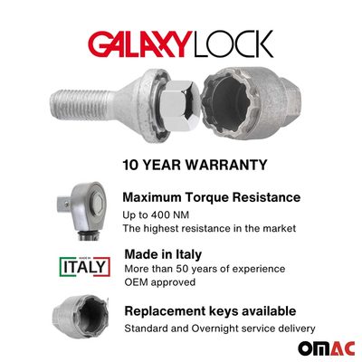 Wheel Lock Kit for BMW X3 M14X1.25 Bolt Chromed 4Locks & 1Key