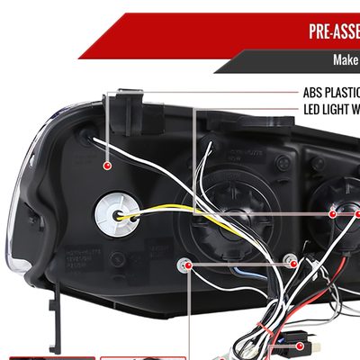 2001-2003 Honda Civic Dual Halo Projector Headlights Chrome/Clear Lens