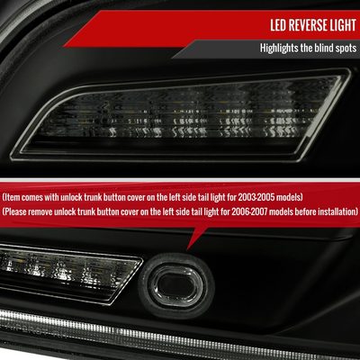 2003-2007 Infiniti G35 Coupe White LED Halo Signal Tail Light Matt Black/Smoke