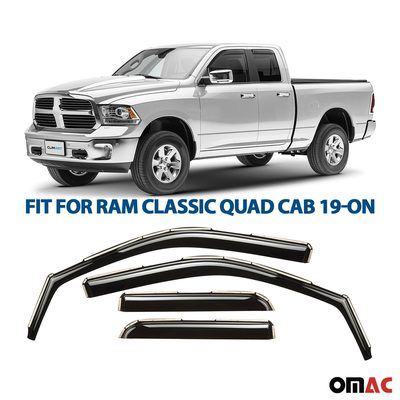 Clim Art Wind Deflectors for Dodge Ram 1500 2019-2025 Quad Cab Shatterproof 4x
