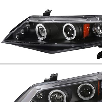 2006-2011 Honda Civic Sedan Dual Halo Projector Headlights Matte Black/Clear
