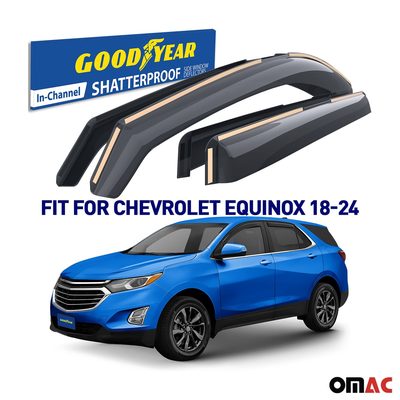Goodyear Wind Deflectors for Chevrolet Equinox 2018-2024 In-channel Smoke 4 pcs