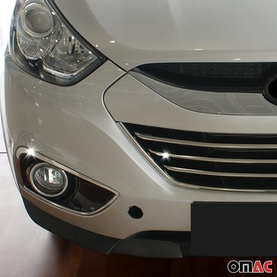 2010-2015 Hyundai Tucson Front Bumper Grill Trim Molding Stainless Steel Silver 4 Pcs