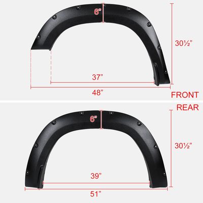 2019-2024 Dodge RAM 1500 Textured Rivet Style Fender Flares Wheel Protector