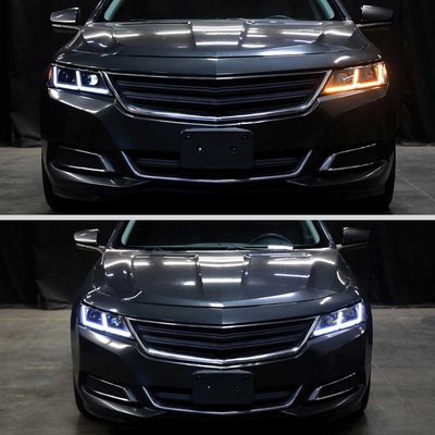 For Chevrolet Impala 2014-2020 LED DRL Sequential Project Headlights Black Housing Smoked Lens