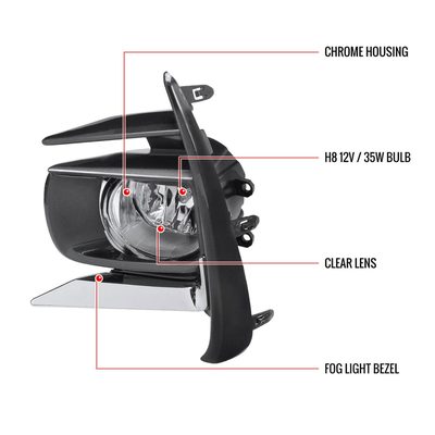 2018-2019 Toyota Sienna 12V/55W H11 Fog Lights Kit - HZ Chrome/Clear Lens