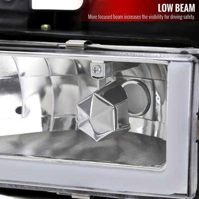 1988-1998 Chevy C/K C10/Tahoe/Sierra/Yukon/Suburban LED Headlights Chrome