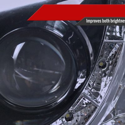 1996-1998 Honda Civic Projector Headlights R8 LED Light Black/Smoke Lens