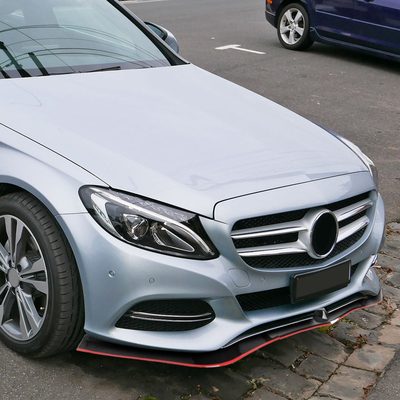 2012-2014 Mercedes W204 C Class Glossy Black/Red Front Bumper Lip Splitter Kit