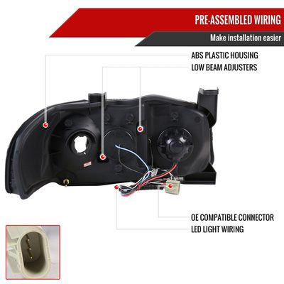 2004-2006 Nissan Sentra Dual Halo Projector Headlights Glossy Black/Smoke Lens
