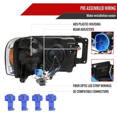 2002-2005 Dodge Ram 1500 / 2500 / 3500 LED Tube Headlights Chrome