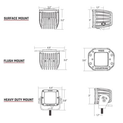 Rigid Industries Par Faros Auxiliares LED D-Series Pro Flush Mount 3" 2x30W Flood