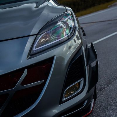 2010-2013 Mazda 3 Projector Headlights w/ LED Light Strip Matte Black/Clear