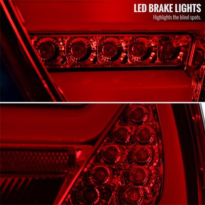 2006-2008 BMW E90 3 Series Sedan LED Tail Lights Chrome/Red Clear Lens