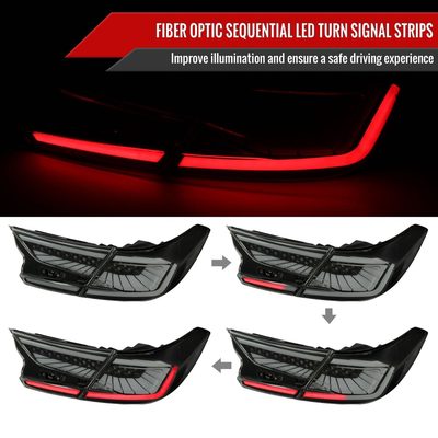 2018-2022 Honda Accord Sedan SQ2 LED Signal Tail Lights Glossy Black/Smoke