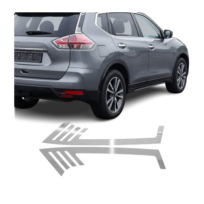 2014-2020 Nissan Rogue Trunk Wing Side Trim Silver Stainless Steel 2 Pcs