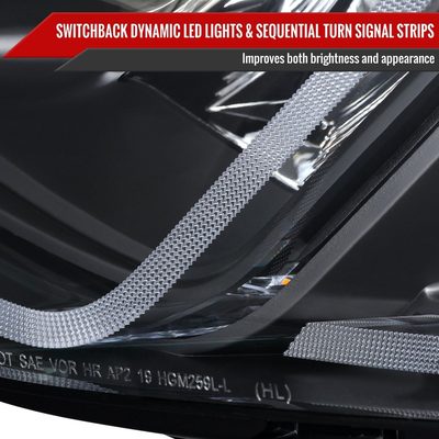 2019-2024 Chevy Malibu Sequential LED Turn Signal Projector Headlights Black