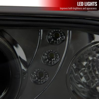 1998-2004 Chevy S10 Dual Halo Projector Headlights Chrome Housing/Smoke Lens