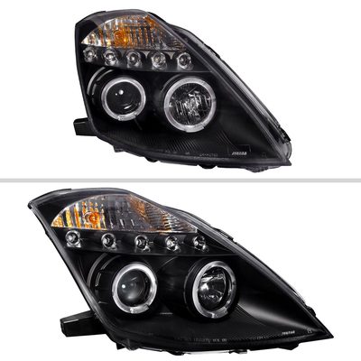 2003-2005 Nissan 350Z Dual Halo Projector Headlights Matte Black/Clear Lens
