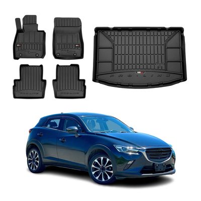 2016-2021 Mazda CX-3 Premium Floor Mats & Cargo Liner Full Set All Weather Heavy Duty Upper Trunk