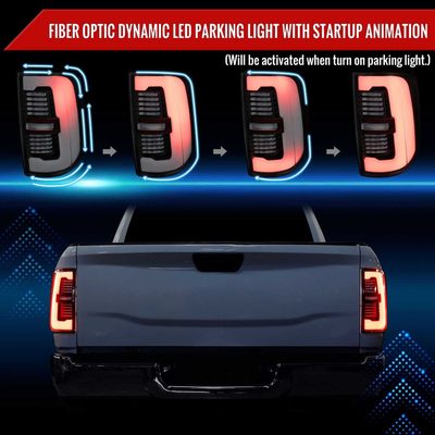 For Dodge RAM 2500/3500 2019-2024 LED Sequential Signal Tail Lights Matte Black Housing Clear Lens