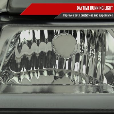 2003-2007 Chevy Silverado /02-2006 Avalanche LED Bar Headlights Chrome Smoke