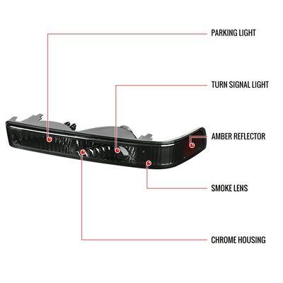 1998-2004 Chevy S10/ GMC Sonoma Bumper Lights Chrome Housing/Smoke Lens